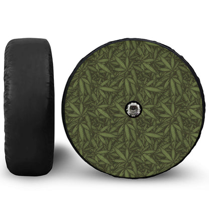 Marijuana Leaf Pattern Print Tire Cover With Camera Hole