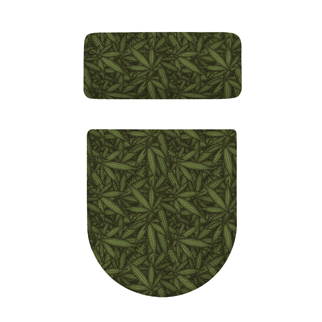Marijuana Leaf Pattern Print Toilet Lid And Tank Cover Set