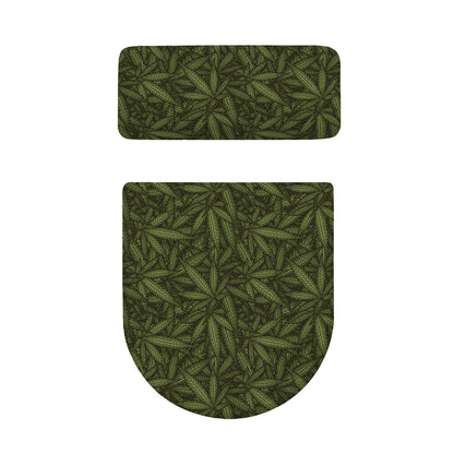 Marijuana Leaf Pattern Print Toilet Lid And Tank Cover Set