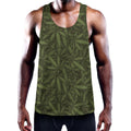 Marijuana Leaf Pattern Print Men's Workout Tank Top