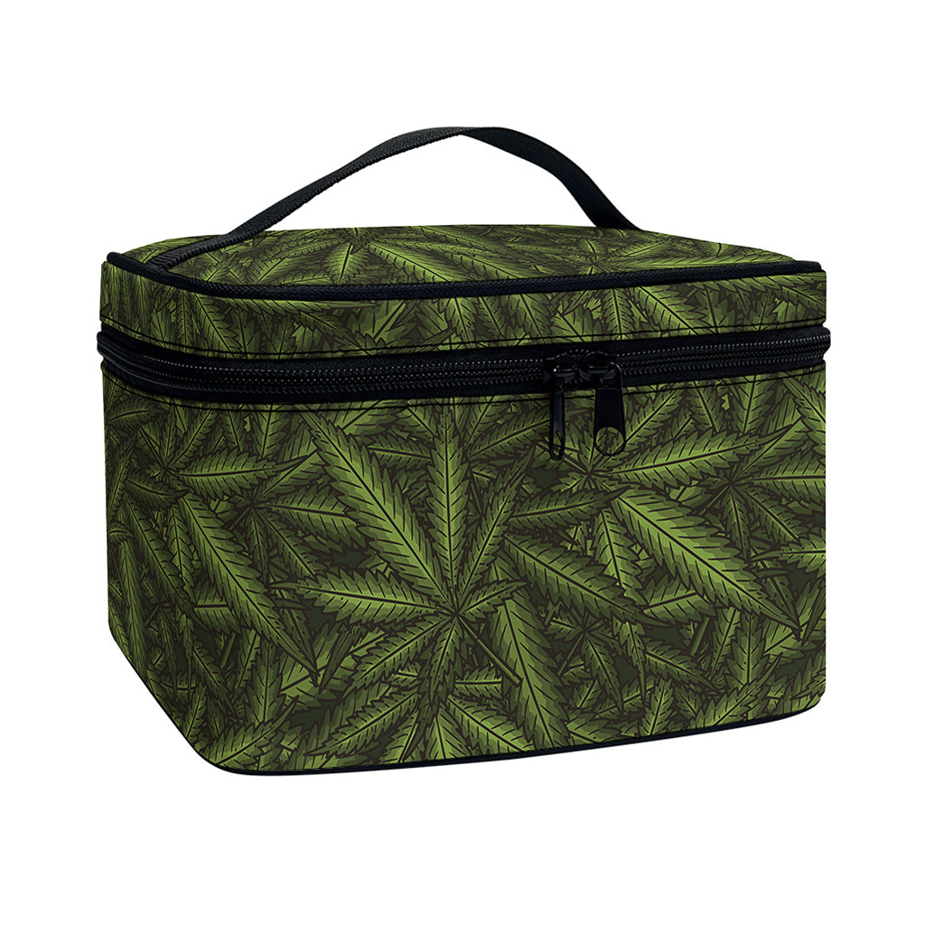 Marijuana Leaf Pattern Print Travel Makeup Bag