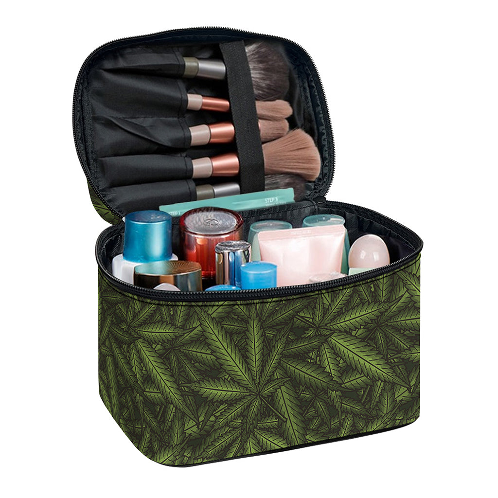 Marijuana Leaf Pattern Print Travel Makeup Bag