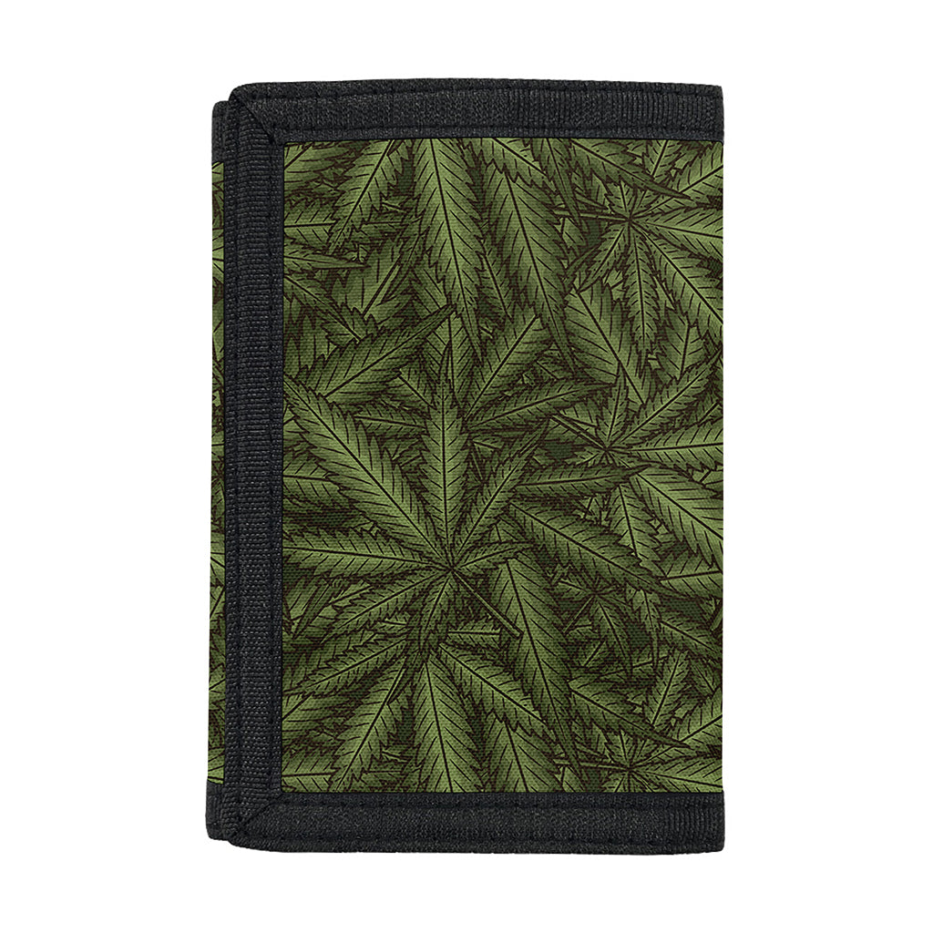 Marijuana Leaf Pattern Print Trifold Wallet