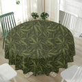 Marijuana Leaf Pattern Print Waterproof Round Tablecloth