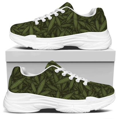 Marijuana Leaf Pattern Print White Chunky Shoes