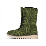 Marijuana Leaf Pattern Print Winter Boots