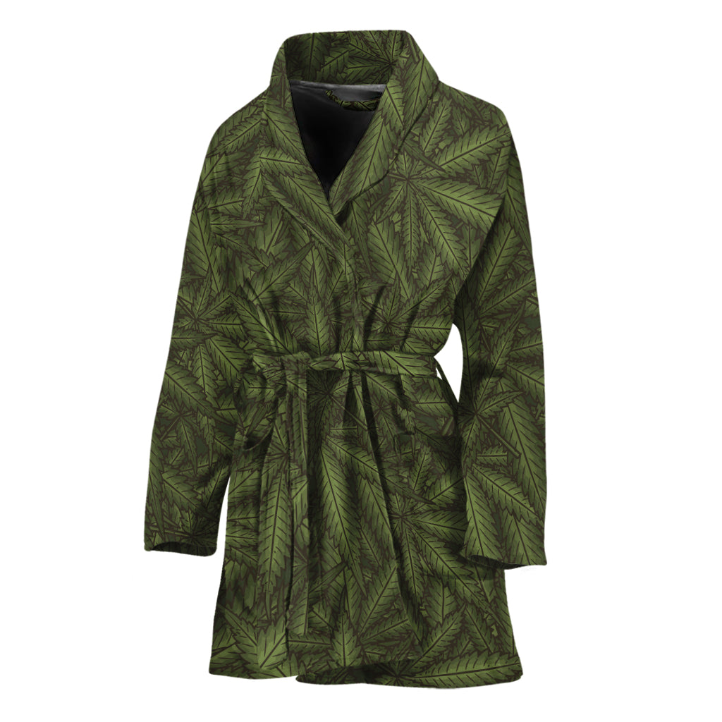 Marijuana Leaf Pattern Print Women's Bathrobe