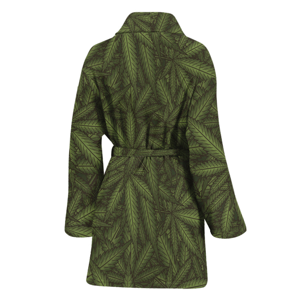Marijuana Leaf Pattern Print Women's Bathrobe