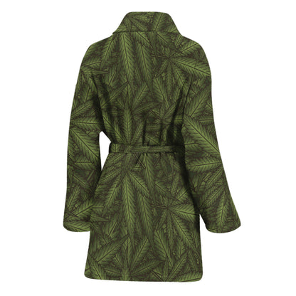 Marijuana Leaf Pattern Print Women's Bathrobe