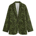 Marijuana Leaf Pattern Print Women's Cotton Blazer