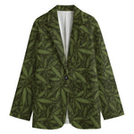 Marijuana Leaf Pattern Print Women's Cotton Blazer