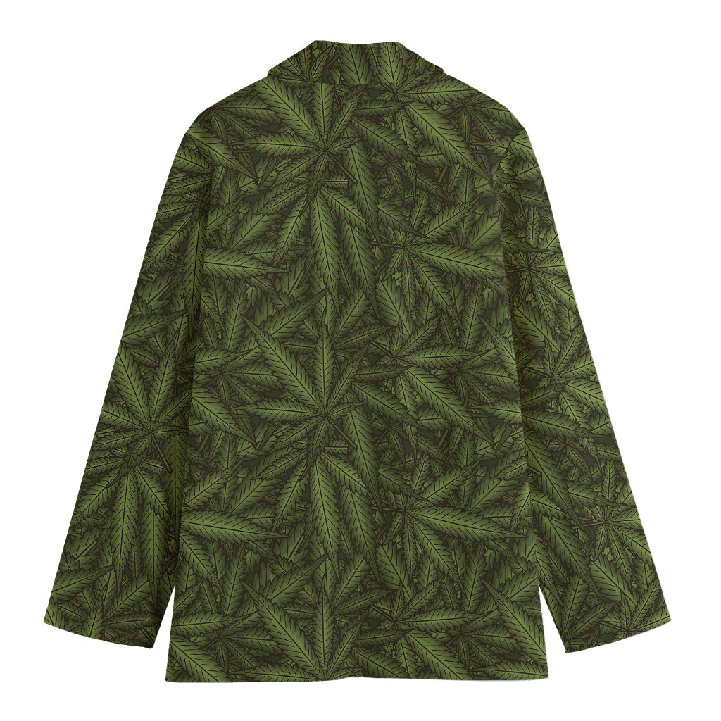Marijuana Leaf Pattern Print Women's Cotton Blazer