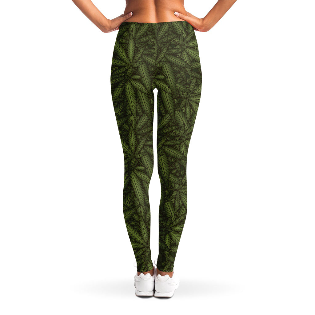 Marijuana Leaf Pattern Print Women's Leggings