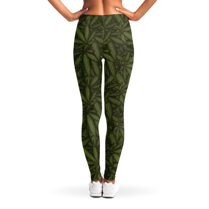 Marijuana Leaf Pattern Print Women's Leggings