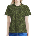 Marijuana Leaf Pattern Print Women's Polo Shirt
