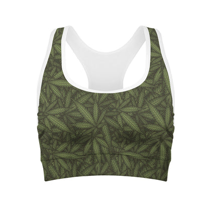 Marijuana Leaf Pattern Print Women's Sports Bra