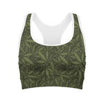 Marijuana Leaf Pattern Print Women's Sports Bra