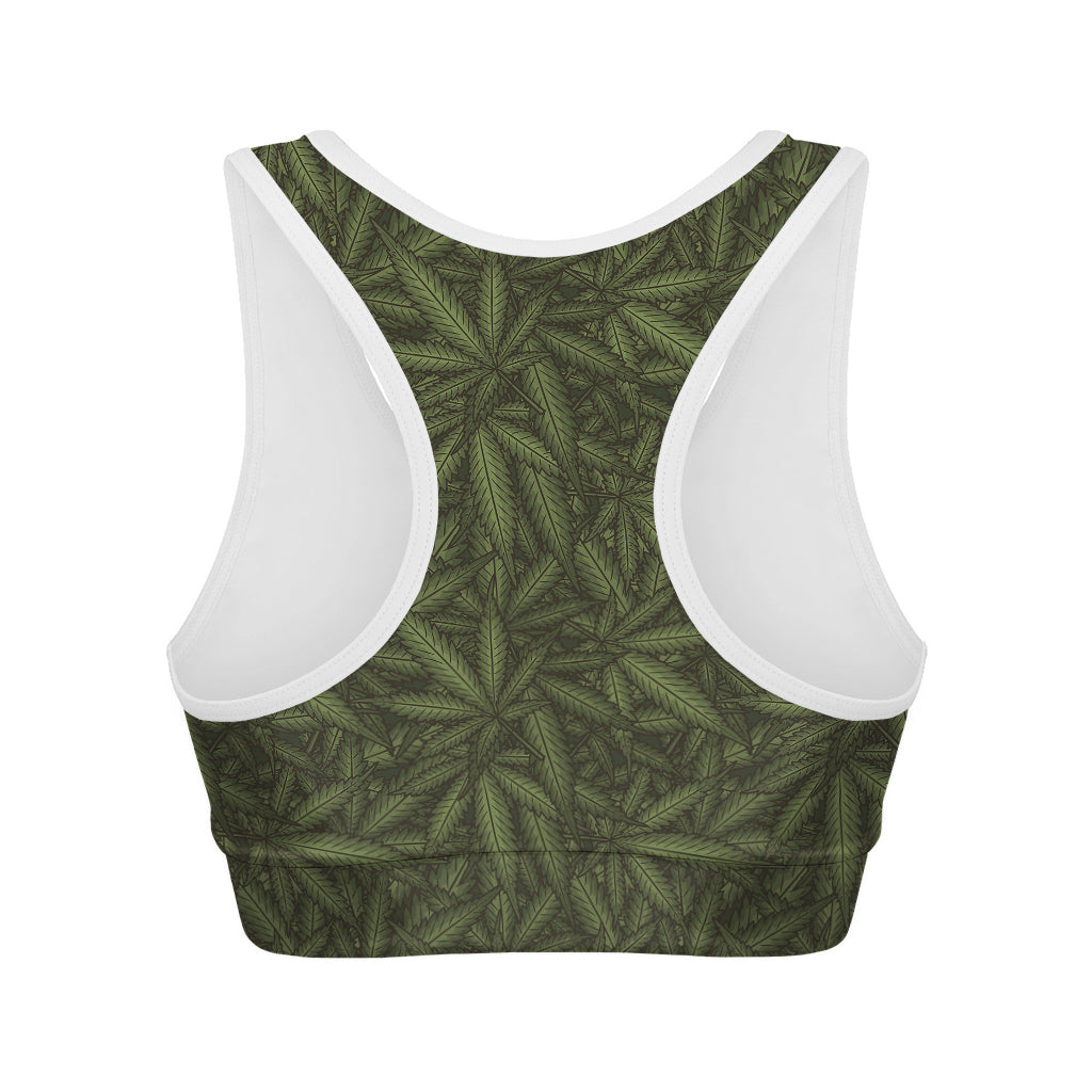 Marijuana Leaf Pattern Print Women's Sports Bra