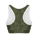Marijuana Leaf Pattern Print Women's Sports Bra