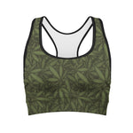 Marijuana Leaf Pattern Print Women's Sports Bra