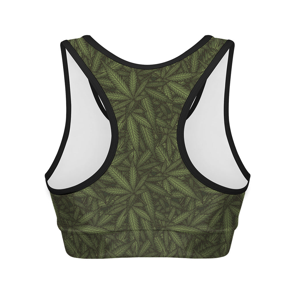 Marijuana Leaf Pattern Print Women's Sports Bra