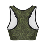 Marijuana Leaf Pattern Print Women's Sports Bra