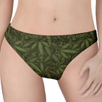 Marijuana Leaf Pattern Print Women's Thong