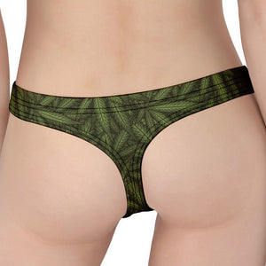 Marijuana Leaf Pattern Print Women's Thong