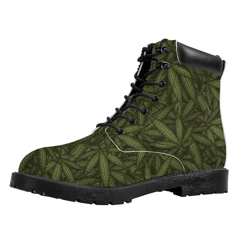 Marijuana Leaf Pattern Print Work Boots