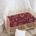Maroon Vintage Bohemian Floral Print Baby Crib Sheet