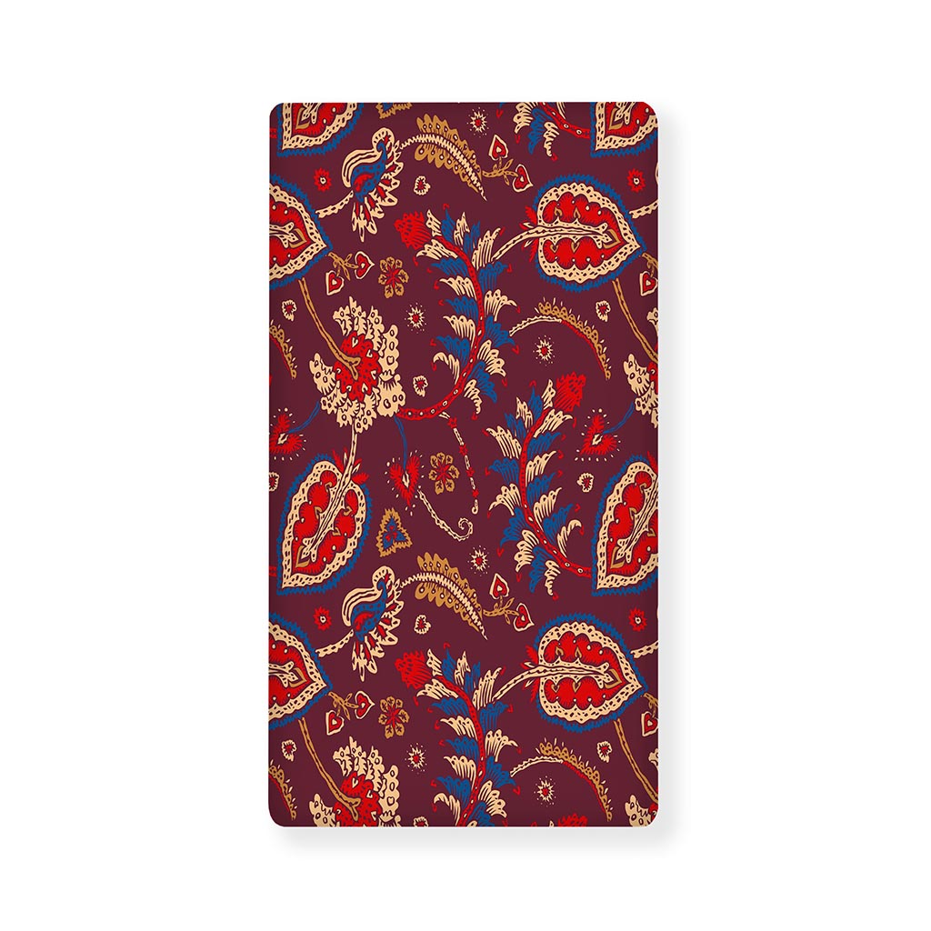 Maroon Vintage Bohemian Floral Print Baby Crib Sheet