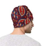 Maroon Vintage Bohemian Floral Print Beanie