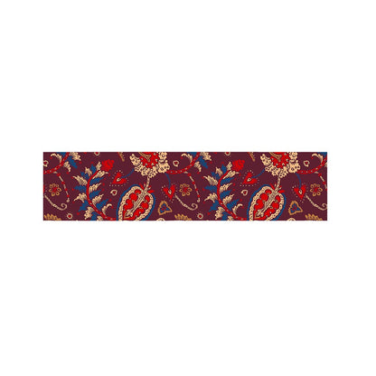 Maroon Vintage Bohemian Floral Print Bed Runner