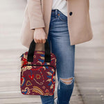 Maroon Vintage Bohemian Floral Print Bible Tote Bag