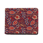 Maroon Vintage Bohemian Floral Print Bifold Wallet