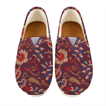 Maroon Vintage Bohemian Floral Print Casual Shoes