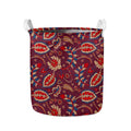 Maroon Vintage Bohemian Floral Print Collapsible Laundry Basket