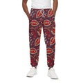 Maroon Vintage Bohemian Floral Print Cotton Sweatpants