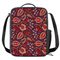 Maroon Vintage Bohemian Floral Print Crossbody Lunch Bag