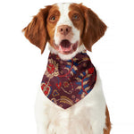 Maroon Vintage Bohemian Floral Print Dog Bandana