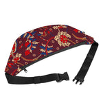 Maroon Vintage Bohemian Floral Print Fanny Pack