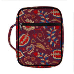 Maroon Vintage Bohemian Floral Print Front Pocket Bible Bag