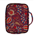 Maroon Vintage Bohemian Floral Print Front Pocket Bible Bag