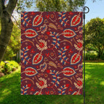 Maroon Vintage Bohemian Floral Print Garden Flag