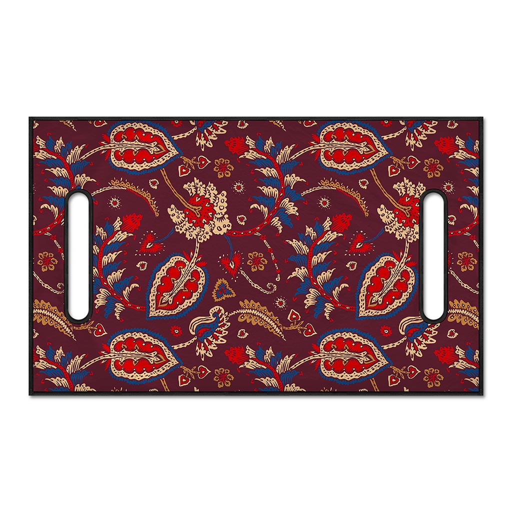 Maroon Vintage Bohemian Floral Print Golf Cart Seat Cover