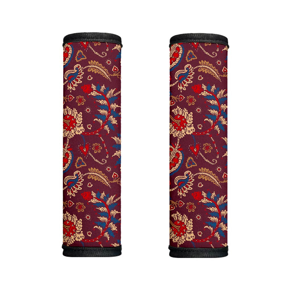 Maroon Vintage Bohemian Floral Print Handle Covers