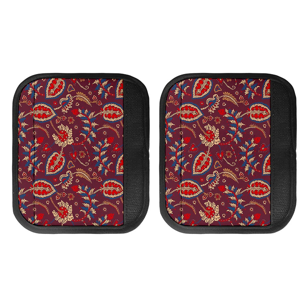 Maroon Vintage Bohemian Floral Print Handle Covers