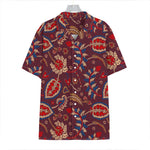 Maroon Vintage Bohemian Floral Print Hawaiian Shirt
