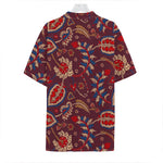 Maroon Vintage Bohemian Floral Print Hawaiian Shirt