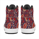 Maroon Vintage Bohemian Floral Print High Top Leather Sneakers